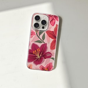 Coque de portable LILY avec fleurs d'été tropicales pour iPhone 16e, 15, 14, 13, 12, Google Pixel 9Pro XL, 8A, 7A, 6A, Samsung S25, S24 FE, S23, A22