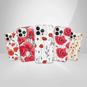 POPPY Phone Case Red Cover for iPhone 16 Pro,14,13,12 Google Pixel 9,More Models Available Samsung Aesthetic Blooms Galaxy S25 Ultra Poppy