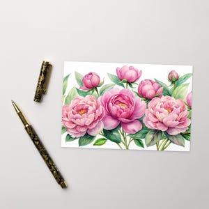 Cartão postal PEONY, Cartão postal comemorativo, Cartão postal padrão de peônias de aniversário, Desejo de aniversário descolado