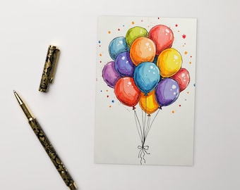 BIRTHDAY Postcard, Celebrate Postcard, Birthday Ballons Standard Postcard Funky Birthday wish