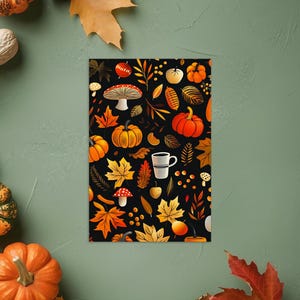 Carte postale citrouille d'AUTOMNE, carte postale d'automne confortable, carte postale standard citrouille latte citrouilles d'automne géniaux