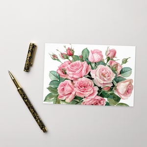 Cartão postal ROSAS, Cartão postal Rosas cor-de-rosa, Cartão postal padrão Flores de rosas, Cartões postais Funky Roses