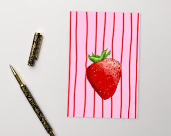 Cartolina FRAGOLA, Cartolina Bacche Rosse, Cartolina Standard Linee Funky Fragola Rosa