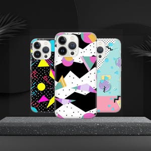 Retro case Phone Case 80s Shapes phone cover Cover for iPhone 17, 16e, 15, 14, 13, 12, Google Pixel 10, 9 Pro, 8, Samsung S25 edge, S24