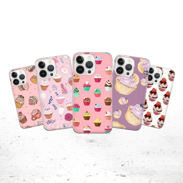 Cupcake Handyhülle Bakery Cover für iPhone 15 14 13 12 Pro 11 XR SE, Samsung S23 S22 A73 A53 A13 A14 S21 Fe S20, Pixel 8 7 6A