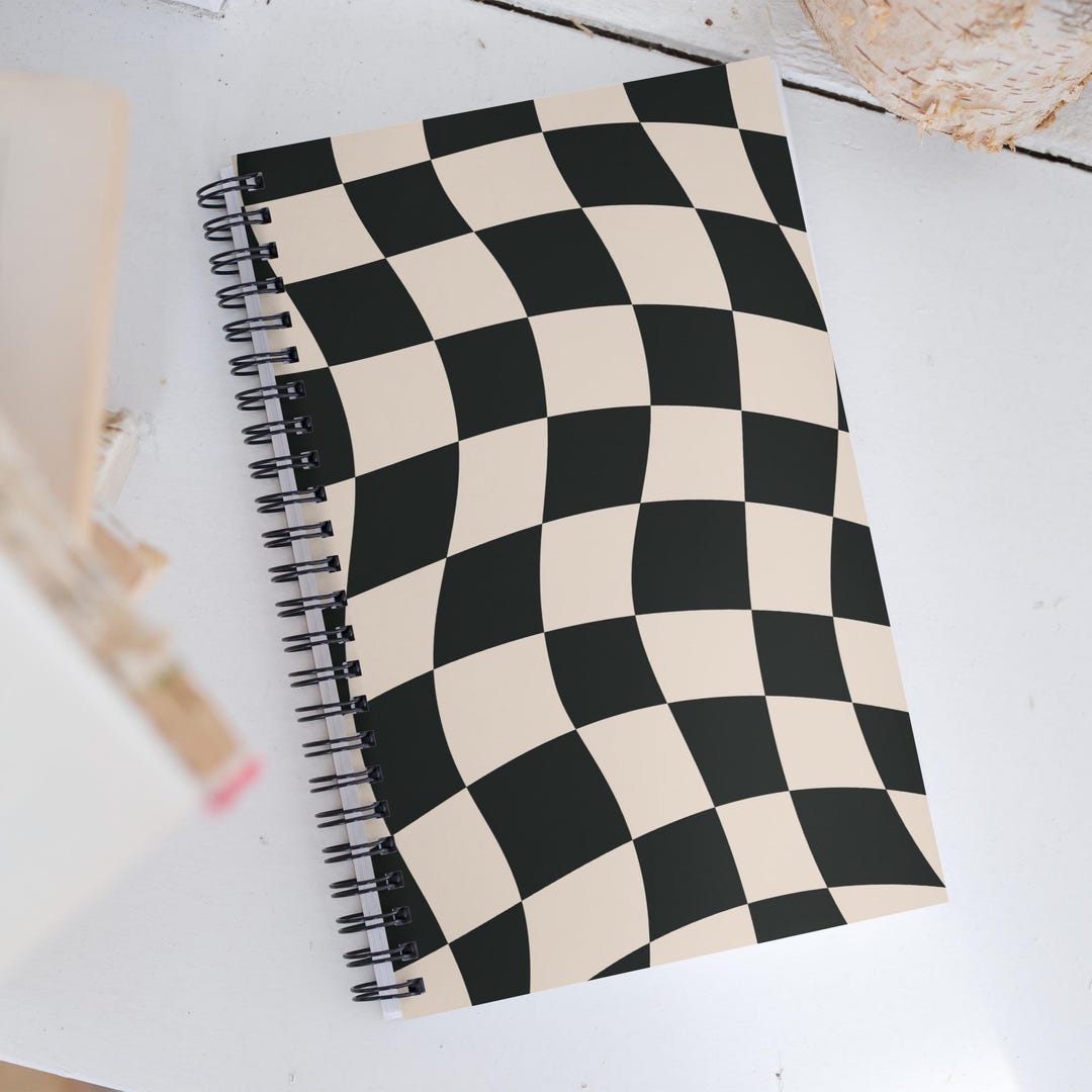 CHECKERED Spiral Notebook Jornal Black Shapes Notes Notebook Geometric ...