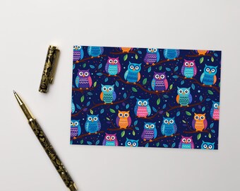 Carte postale hibou woodsy, carte postale oiseaux, carte postale standard hibou Carte postale funky hibou woodsy