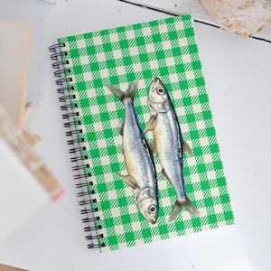 SARDINE Spiral Notebook Tinned Fish Jornal Retro Fish Notes Notebook Aesthetic Sardine A5 Elegant Ocean Journal