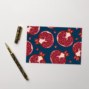 GRANATAPFEL Postkarte, Roter Granatapfel Postkarte, Rote Früchte Standard Postkarte Funky Granatapfel