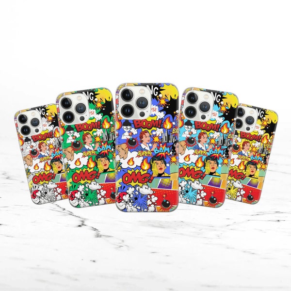 Custodia per telefono Comic Supereroe Cover per iPhone 15 14 13 12 Pro 11 XR SE, Samsung S23 S22 A73 A53 A13 A14 S21 Fe S20, Pixel 8 7 6A