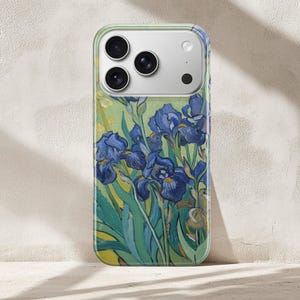 Custodia per telefono Van Gogh, cover per telefono Iris, cover per iPhone 17, 16e, 15, 14, 13, 12, Google Pixel 10, 9 Pro, 8, 7A, Samsung S25 edge