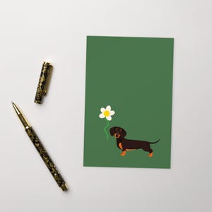 Postal de DACHSHUND, Postal de perro salchicha, Postal estándar de Wiener Postal de perro funky Daisy