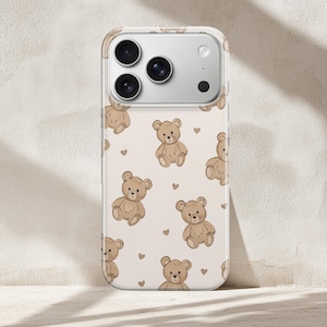 Teddy Handyhülle Handyhülle Cute Bear Handyhülle für iPhone 17, 16e, 15, 14, 13, 12, Google Pixel 10, 9 Pro, 8, 7A, Samsung S25 edge