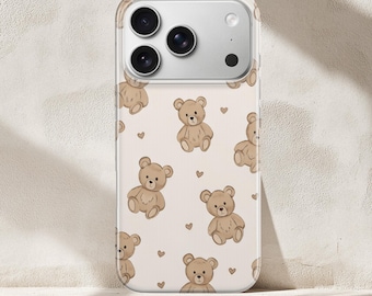 Teddy phone case Phone Case Cute Bear phone cover Cover for iPhone 17, 16e, 15, 14, 13, 12, Google Pixel 10, 9 Pro, 8, 7A, Samsung S25 edge