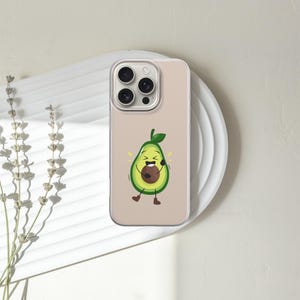 AVOCADO Phone Case Funky Avocado for iPhone 16 Pro,14,13,12 Green Google Pixel 9, Funny Galaxy Beige Elegant Samsung S25 Fresh Green Avocado