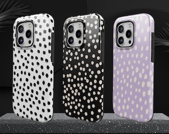 Polka dots telefoonhoesje kleuren cover stoer voor iPhone 15Pro, 14, 13, 12, 11, Google Pixel 8, 7A, 6A, Samsung S24Ultra, S23fe, S22, A54, A34