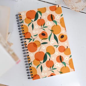 PEACH Spiral Notebook Jornal Orange Fruits Notes Notebook Cute Peach A5 Elegant Journal