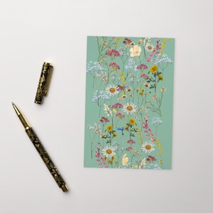 WILDFLOWERS Postcard, Spring Flowers Postcard, Elegant Daisy Standard Postcard Sage Green Coquette Postcard