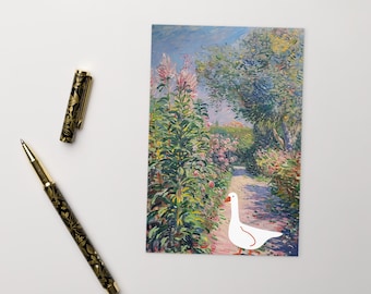 Dummer Gans Postkarte, Funky Ente Postkarte, Gans Standard-Postkarte, lustige Tiere Postkarte, blüht