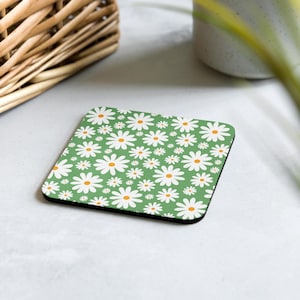 DAISY Coaster Blooms Aesthetic Cork Back Coaster Daisy Blooms Coaster Daisy print Interesting Gift Daisy Funky Elegant