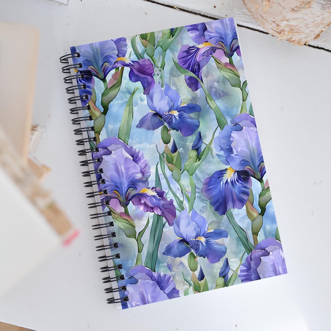 IRIS Spiral Notebook Jornal Purple Blooms Notes Notebook Elegant Purple ...