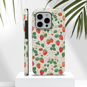 Custodia per telefono a forma di fragola Summer Berry TOUGH Cover per iPhone 16e, 15, 14, 13, 12, Google Pixel 9Pro XL, 8A, 7A, 6A, Samsung S25, S24 FE, S23, A22