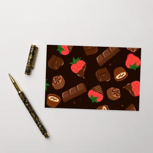 ERDBEERE Postkarte, Valentinstag Postkarte, Herzen Standard Postkarte Funky süsse Beerenherzen Postkarte