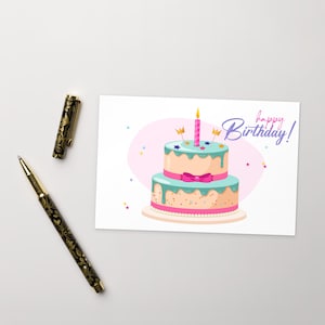 Postal de CUMPLEAÑOS, Postal de Celebración, Postal Estándar de Pastel de Cumpleaños, Deseo de Cumpleaños Divertido