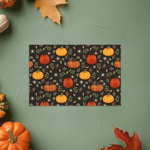 HERBST Kürbis Postkarte, Gemütlicher Herbst Postkarte, Orange Kürbis Standard Postkarte Funky Herbst Kürbisse