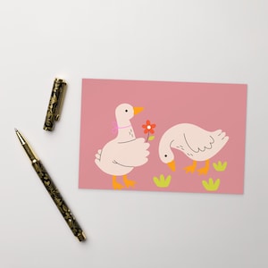 BIRTHDAY DUCKS Postkarte, süße Postkarte, Flower Ducks Standard Postkarte Funky Birthday Flower Duck