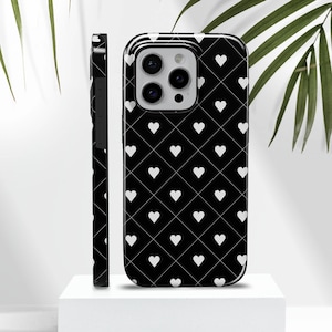 BLACK HEARTS for iPhone 16 Pro,14,13,12,11,Google Pixel,Models Available Samsung Elegant Galaxy S25 Ultra Black,Pixel 9, All Models, Hearts