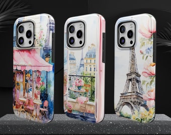 Custodia per telefono Paris Eiffel Cover resistente per iPhone 15Pro, 14, 13, 12, 11, Google Pixel 8, 7A, 6A, Samsung S24Ultra, S23fe, S22, A54, A34