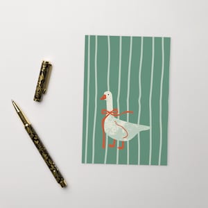 SILLY GOOSE Postcard, Funky Duck Postcard, Goose Standard Postcard Funny Animals postcards Lines