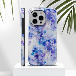 Custodia rigida per telefono con motivo floreale, colore viola estivo, per iPhone 16e, 15, 14, 13, 12, Google Pixel 9Pro XL, 8A, 7A, 6A, Samsung S25, S24 FE, S23