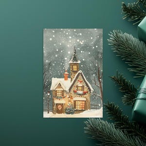 COSY WINTER Postkarte, Weihnachtspostkarte, niedliche Winter Standard-Postkarte Funky Christmas Cozy Winter