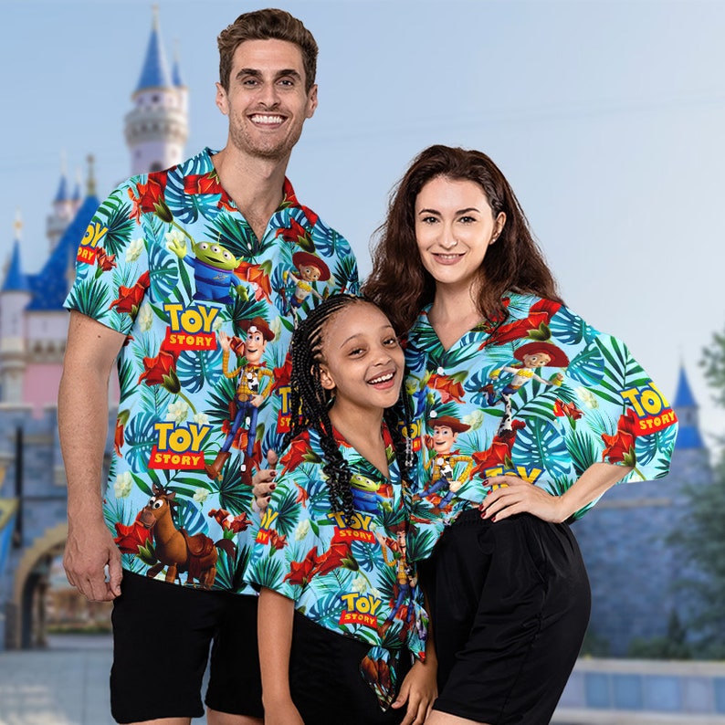 Disney Toy Story Button Up, Woody Buzz Lightyear Jessie Alien 3D Hawaiian Shirt, Toy Story Hawaii Shirt, Magic Kingdom Toy Story Floral Tee image 5