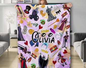 Personalized Watercolor Villain Blanket, Evil Friend Blanket, Bad Witches Club Birthday Girl, Maleficent Evil Queen Hades Ursula Antagonist