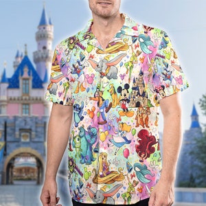 Chemise hawaïenne Mickey Mouse Disney Trip, Dumbo, Tangled, Stitch Monster Inc, personnages de dessins animés loufoques, cadeau d'anniversaire Minnie pour enfant adulte