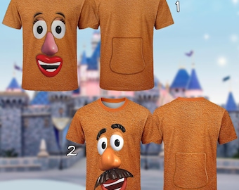 Toy Characters Head Face Couple 3D Shirt, Potato Head Matching Shirt, Toy Potato Couple Family Halloween Cosplay Costume, Honeymoon Outfit