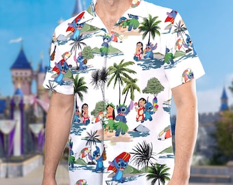 Disney Ohana Mean Family 3D Hawaiian Shirt, Stich Lilo Hawaiian Shirt, Stitch Disneyland Shirt, Stitch Ohana Lilo and Stitch Pixar Button Up