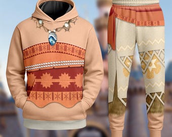 Moana Princess Halloween Costume Hoodie, Moana Cosplay Costume Sweatshirt, Cartoon Princess Costume 3D Sweatshirt , All Over Print Outfit