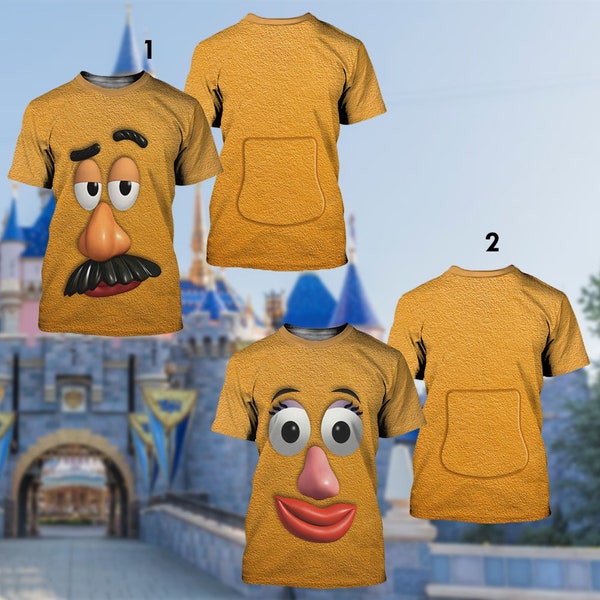 Toy Characters Head Face Couple 3D Shirt, Potato Head Matching Shirt, Toy Potato Couple Family Halloween Cosplay Costume, Honeymoon Outfit