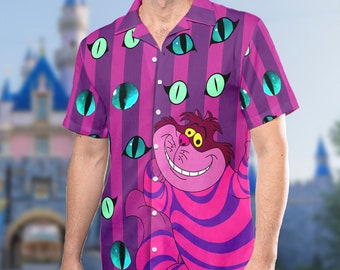 Disney Alice In Wonderland Hawaii Shirt, Cherish Cat Button Up Shirt, Magic World Hawaiian Shirt, Disneyland Cherish Cat 3D All Over Print