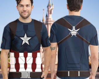 Captain 3D Unisex T-Shirt, Halloween Costume For Family Group T Shirt, American Superhero Halloween Cosplay, Superhero Men