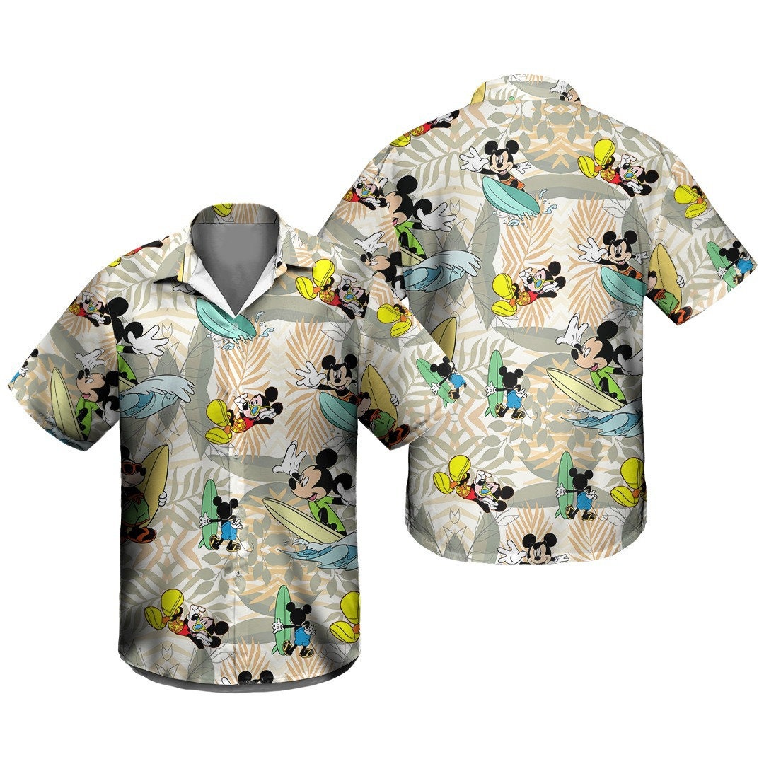 Discover Iconic Animated Mouse Surfing Waves 3D Hawaiian T-Shirt