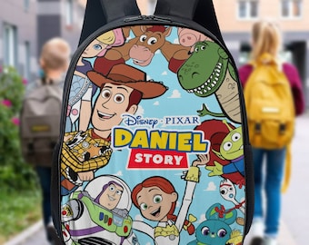 Mochila personalizada de película de juguete, botella de nombre personalizado, bolsa de almuerzo de juguete divertido, bolsa escolar de película de juguete, vaso de personajes, regalo de regreso a la escuela