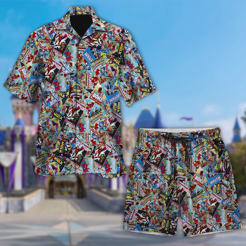 Spiderman Thor Hulk Iron Man Captain America Wolverine Hawaiian Shirt, Superhero Characters Button Up, Super Hero Trip Hawaii Tee 画像 6