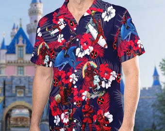 Disney Deadpool Floral 3D All Over Printed Hawaiian Shirt, Deadpool Superhero Button Up, Hero Tropical Hawaii Shirt, Deadpool Summer Trip