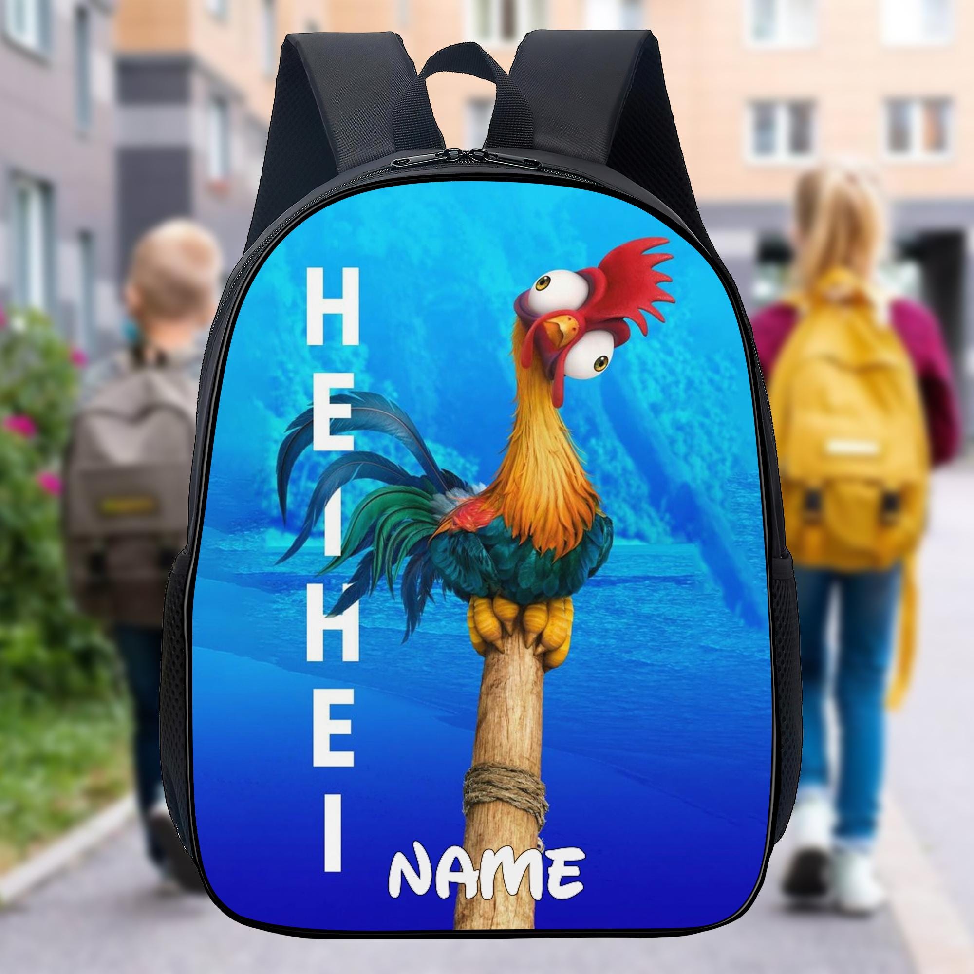 Personalize Hei Hei Chicken Backpack, Moana Movie Bottle, Hei Hei 