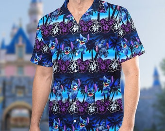 Disney Stitch Hawaiian Summer Vacation Shirt, Stitch Lilo Button Up , Ohana Mean Family All Over Print 3D Shirt, Birthday Gift For Family